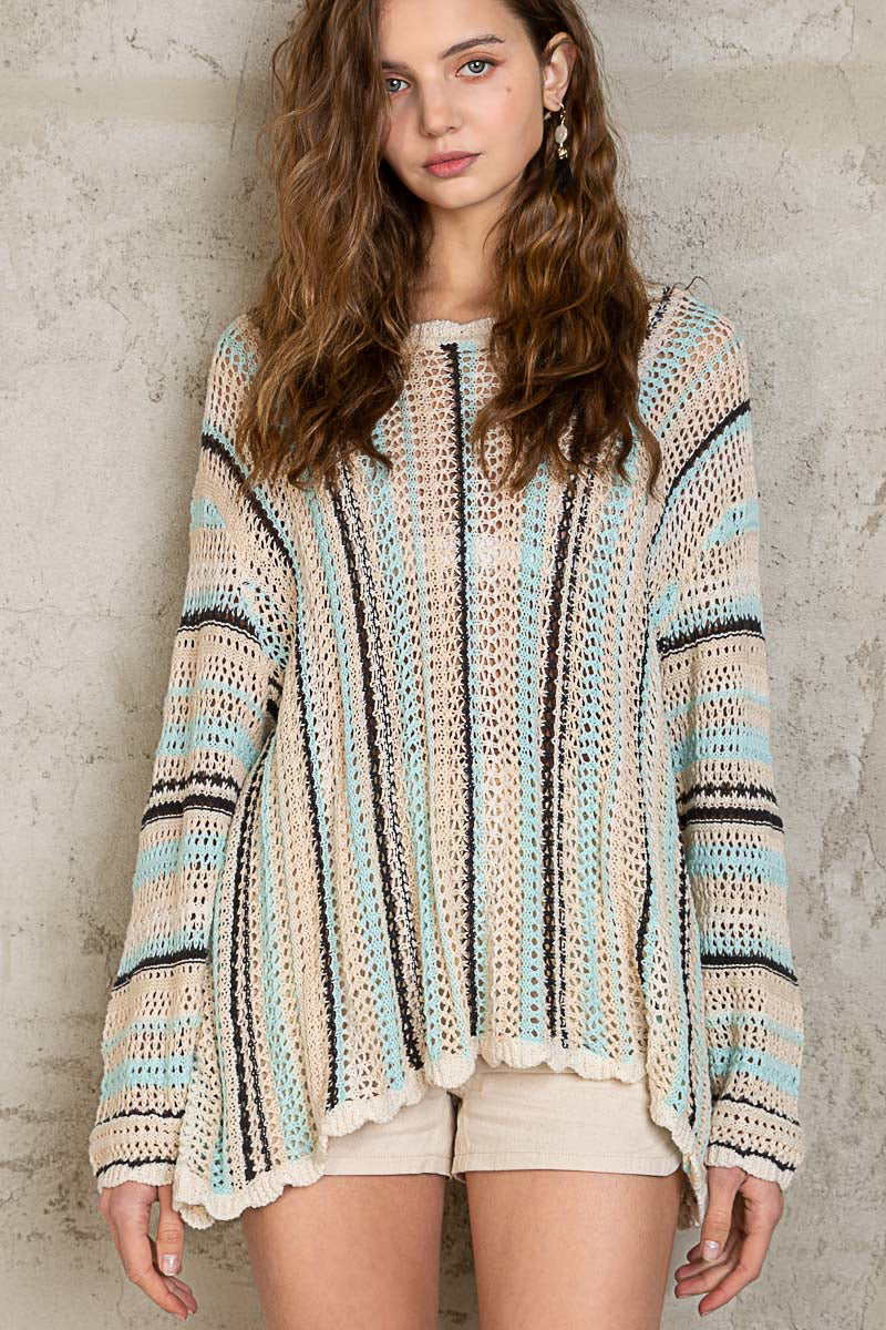 POL Ocean Blues Pullover Sweater