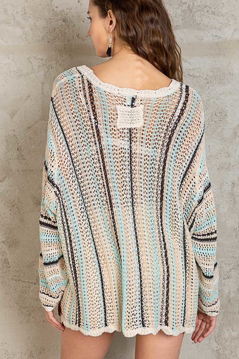 POL Ocean Blues Pullover Sweater