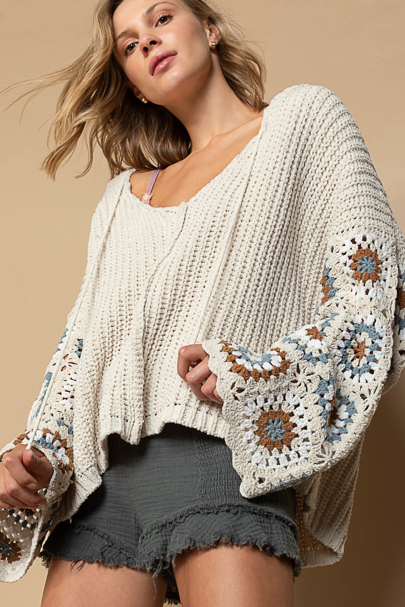 POL Oversized Chenille Granny Sleeve Sweater