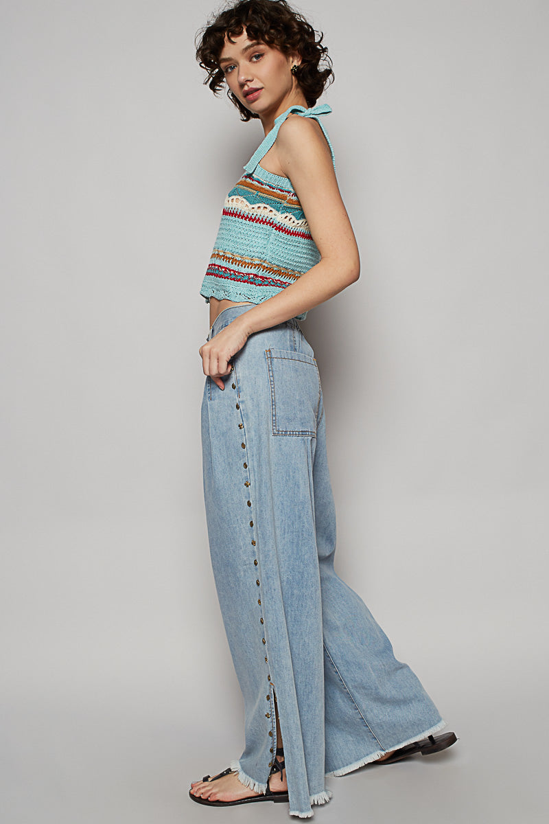 POL Wide Twill Studded Pants
