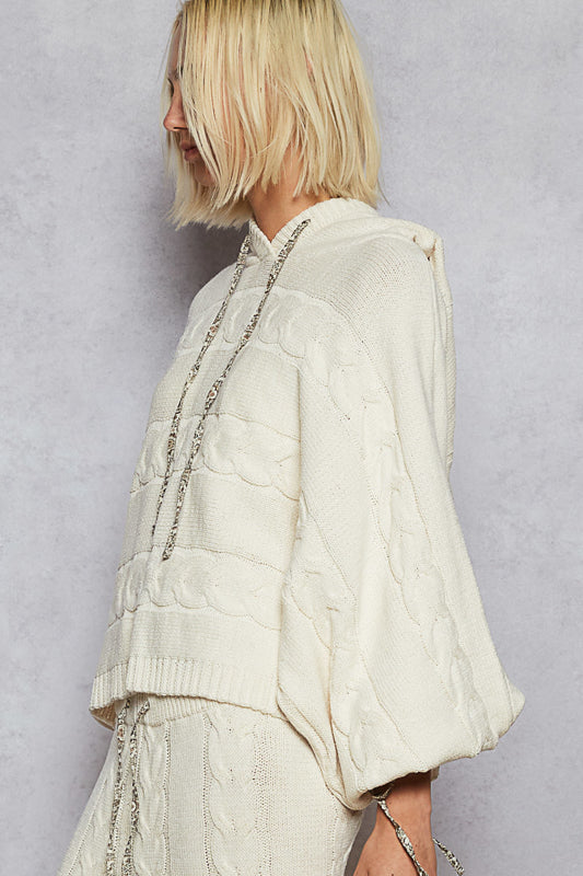 POL Cable Knit Sweater Hoodie