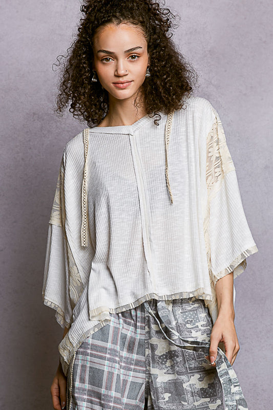 POL Airy Hoodie Lace Top