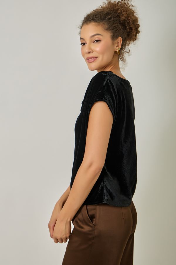 Mystree Velvety Drape Neck Top