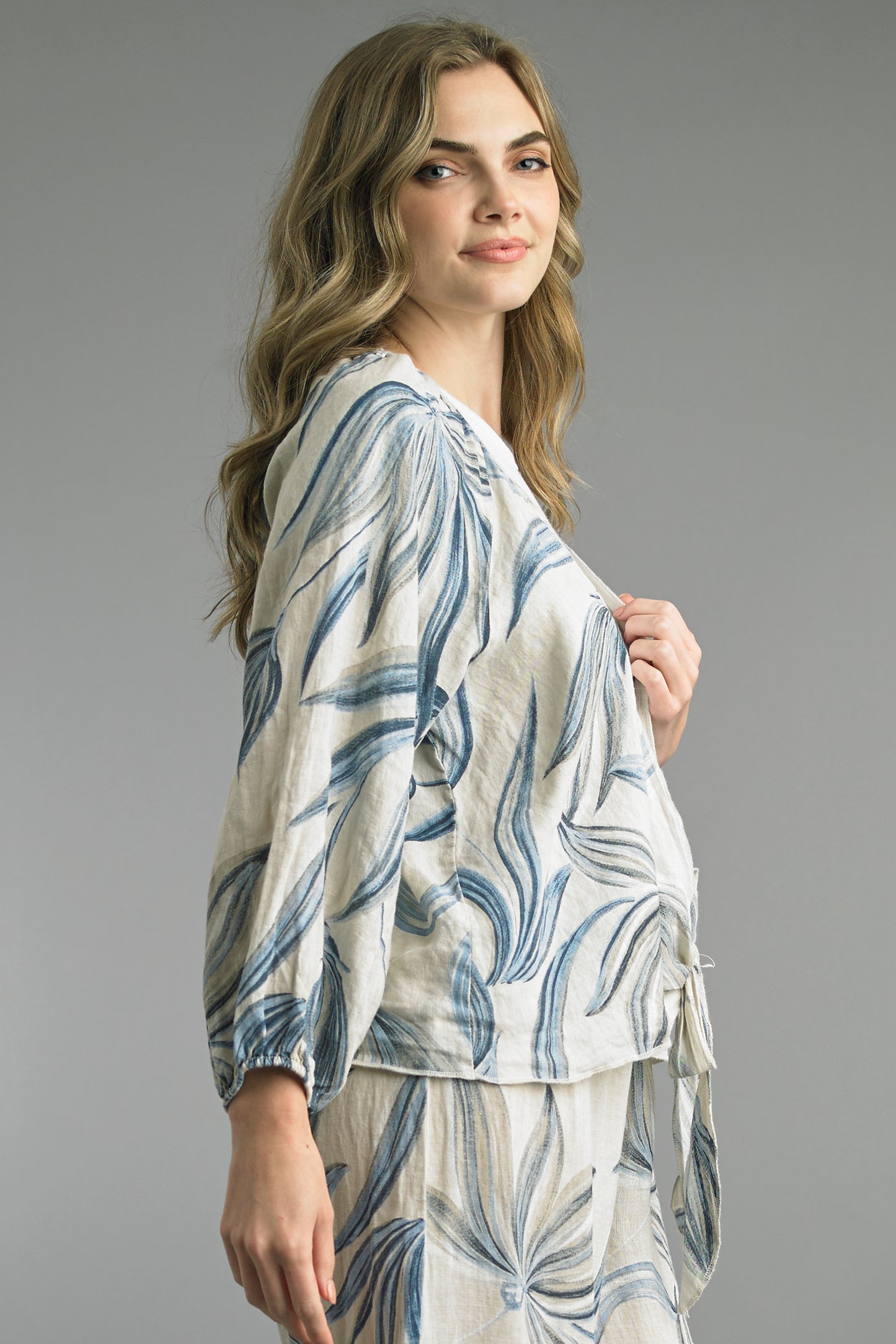 Tempo Paris Printed Tie Front Top