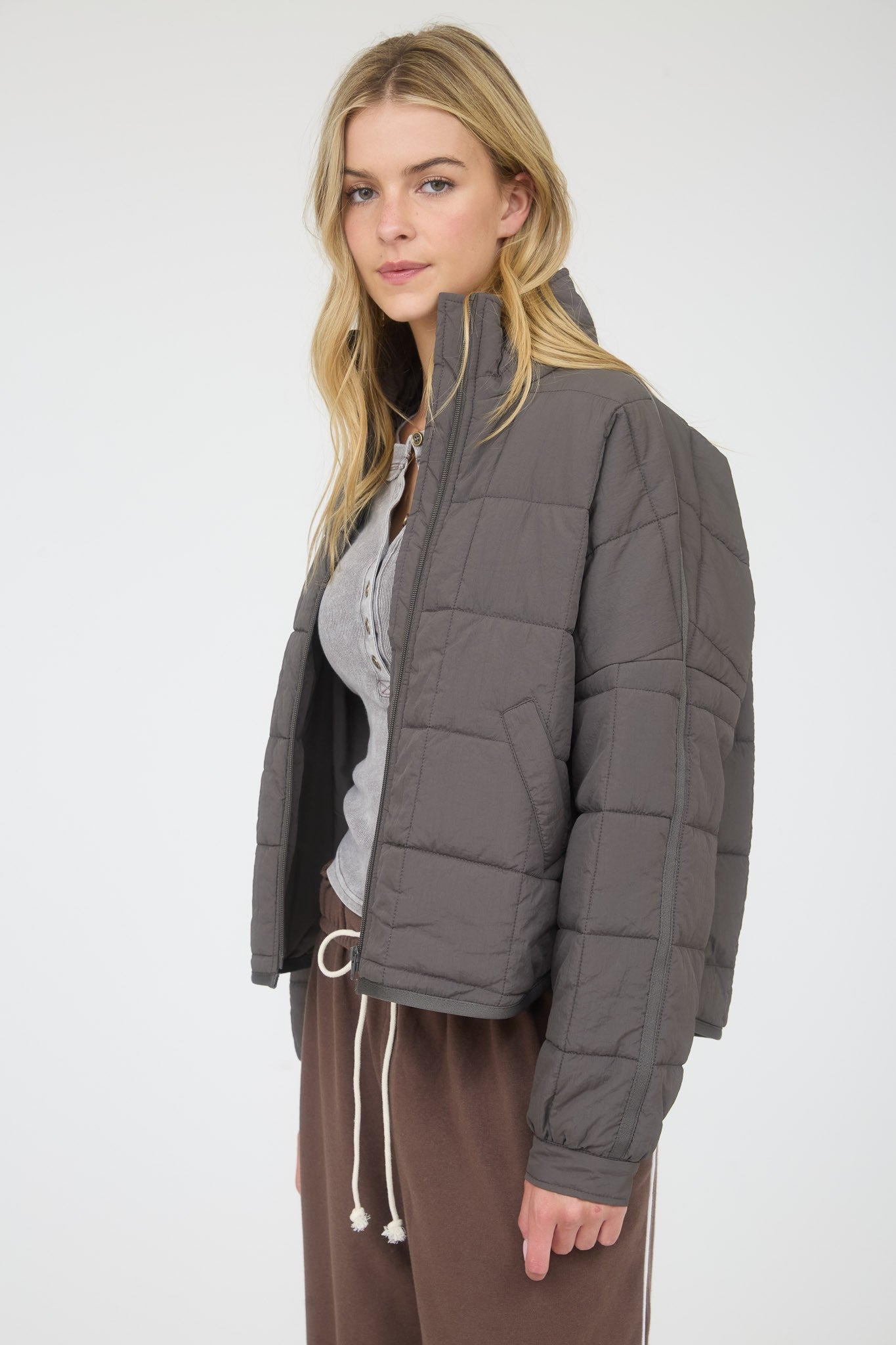 Blu Pepper Quilted Square Puffer Jacket