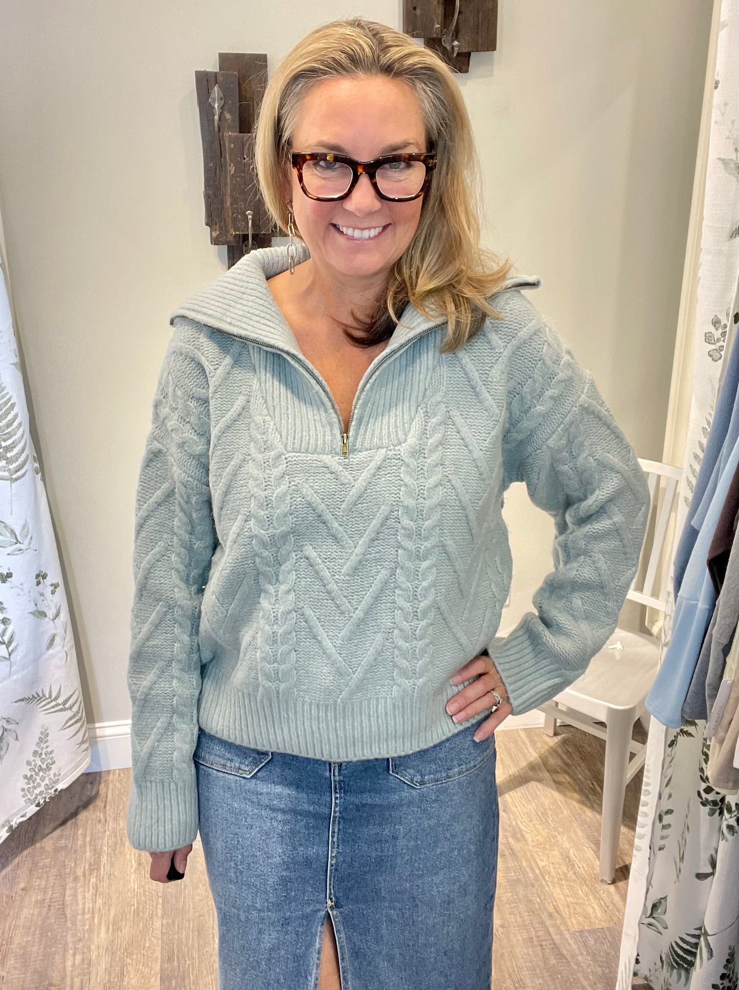 Crescent Mary-Ann Cable Knit Sweater - MEDIUM