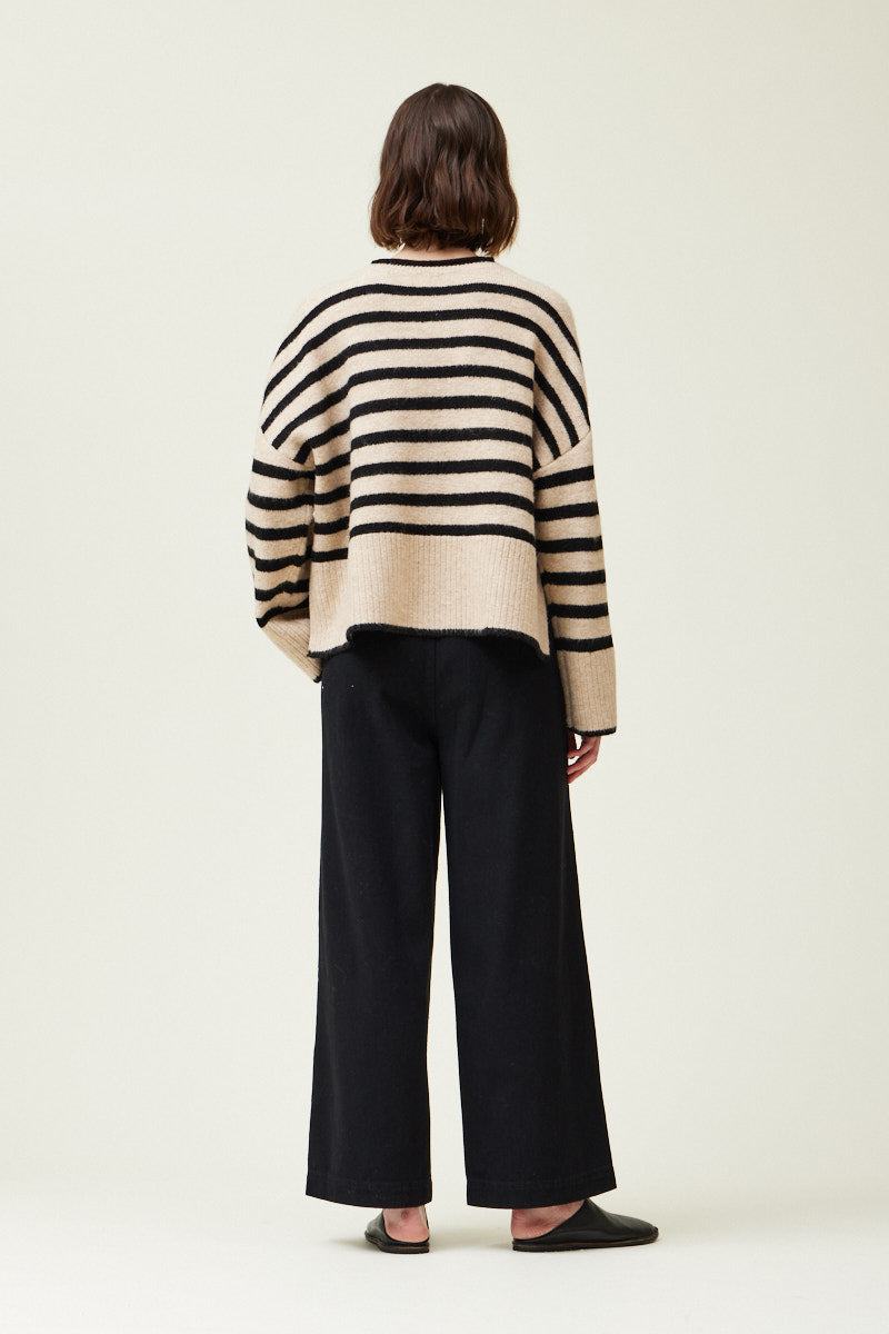 Grade & Gather Wide Rib Stripe Sweater - LARGE