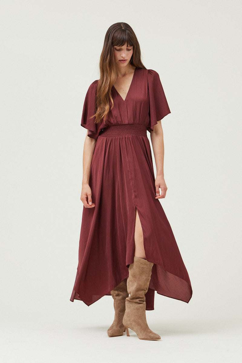 Grade & Gather Unbalanced Skirt Maxi Dress at Leaf Boutique Small / Vino Grade & Gather Unbalanced Skirt Maxi Dress at Leaf Boutique Small / Vino