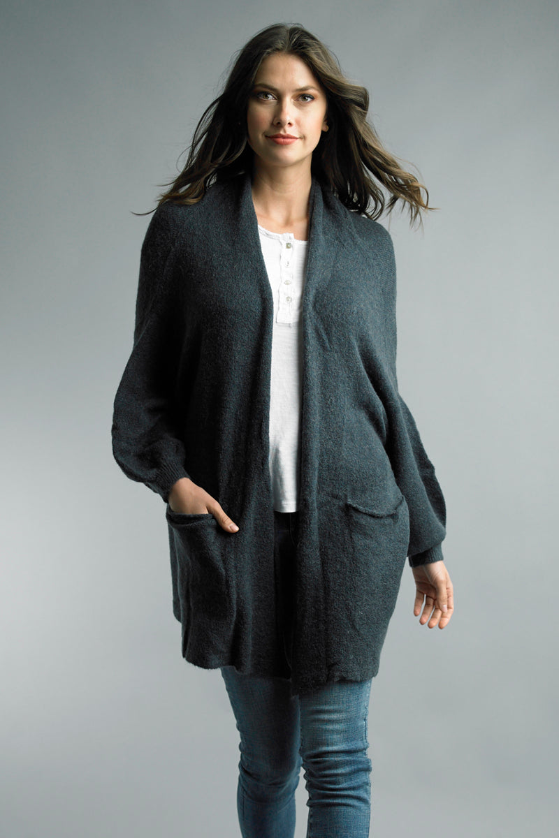 Tempo Paris Cozy Long Black Cardigan