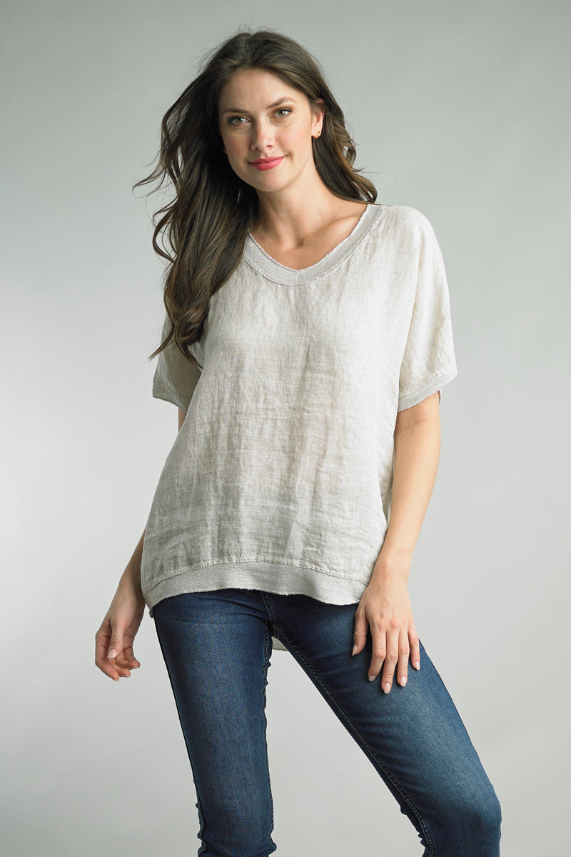 Tempo Paris Relaxed Windchime Linen Top