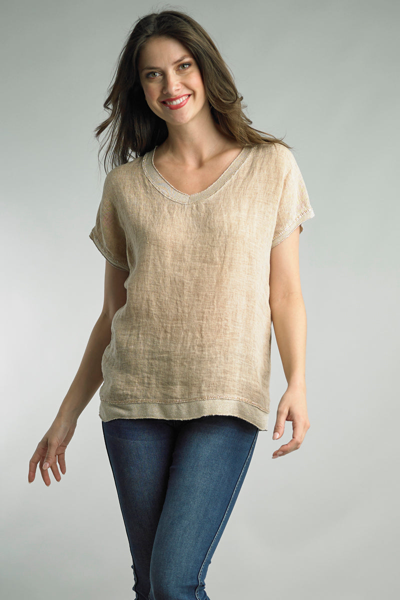 Tempo Paris Relaxed Windchime Linen Top