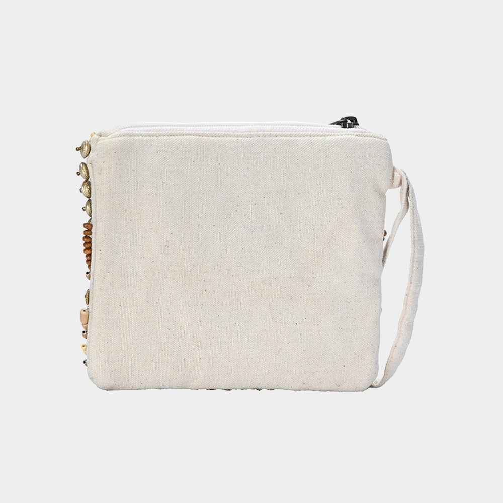 Ethnic Wood Metal Beaded Bag / Wristlet