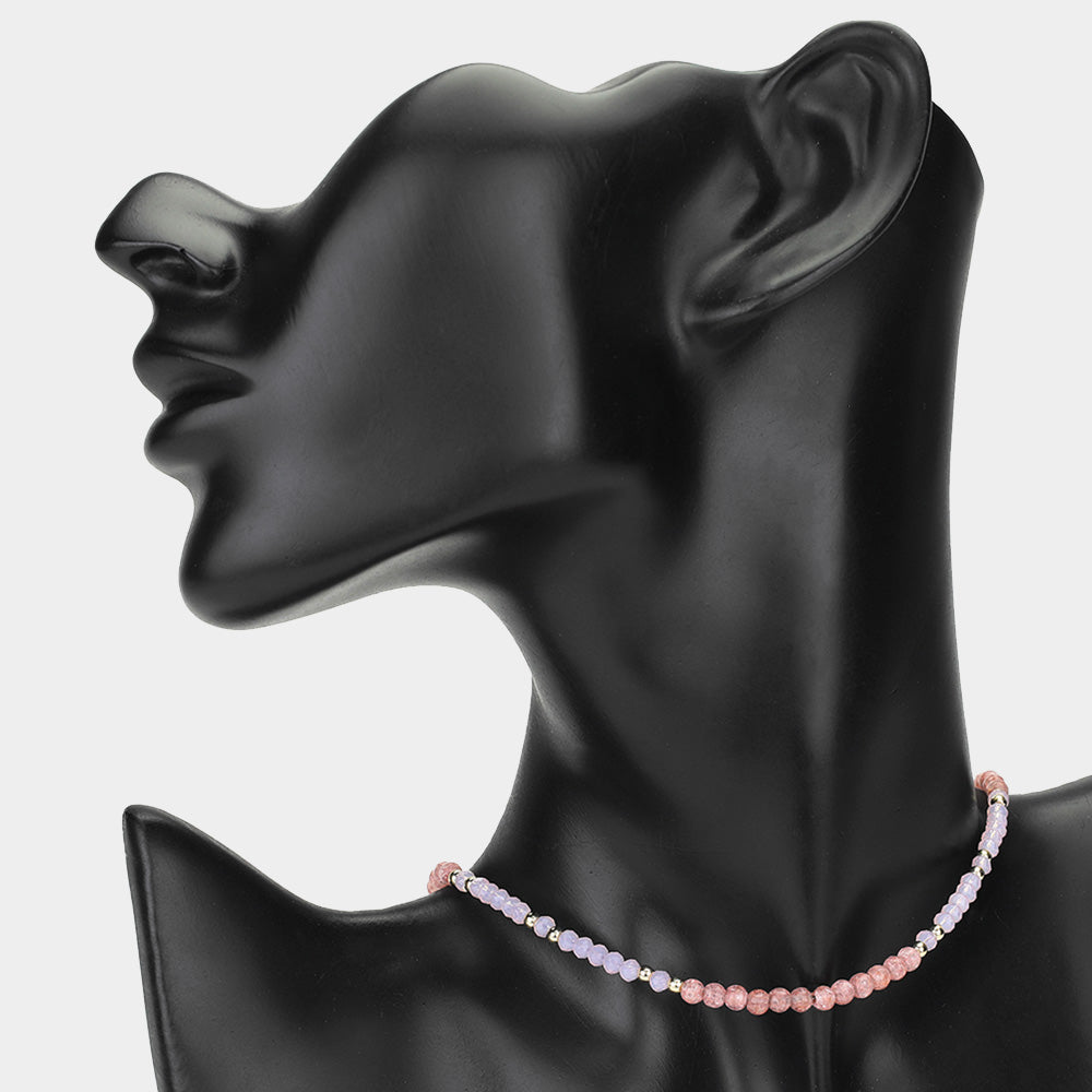Natural Faceted Stone Choker Necklace
