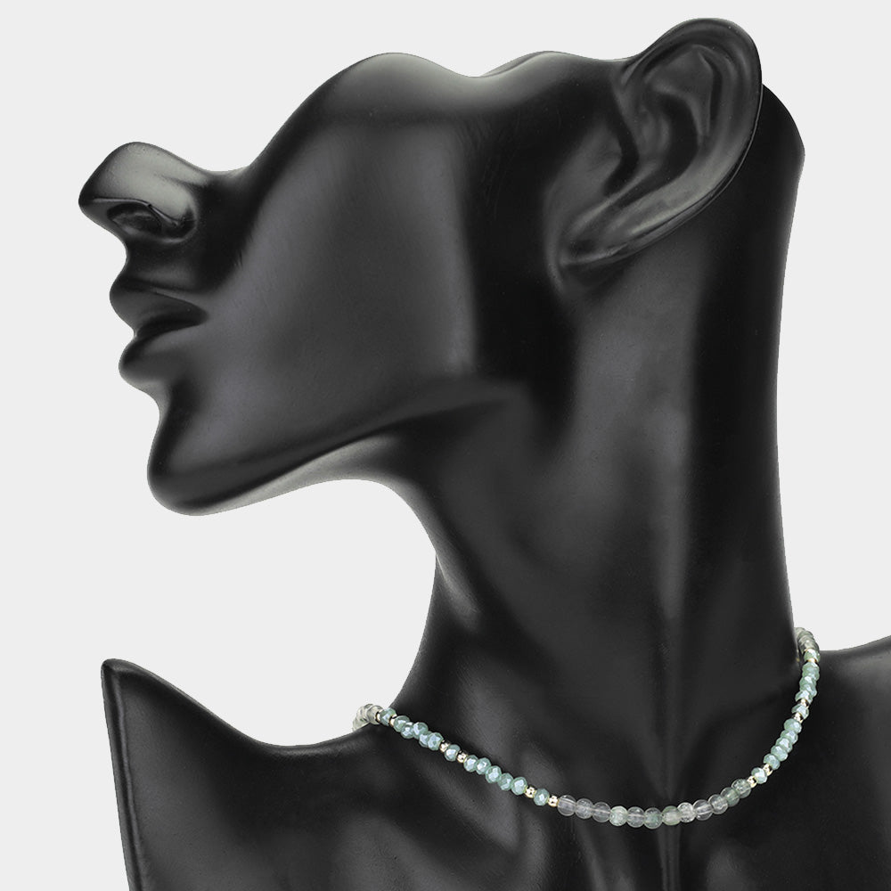 Natural Faceted Stone Choker Necklace