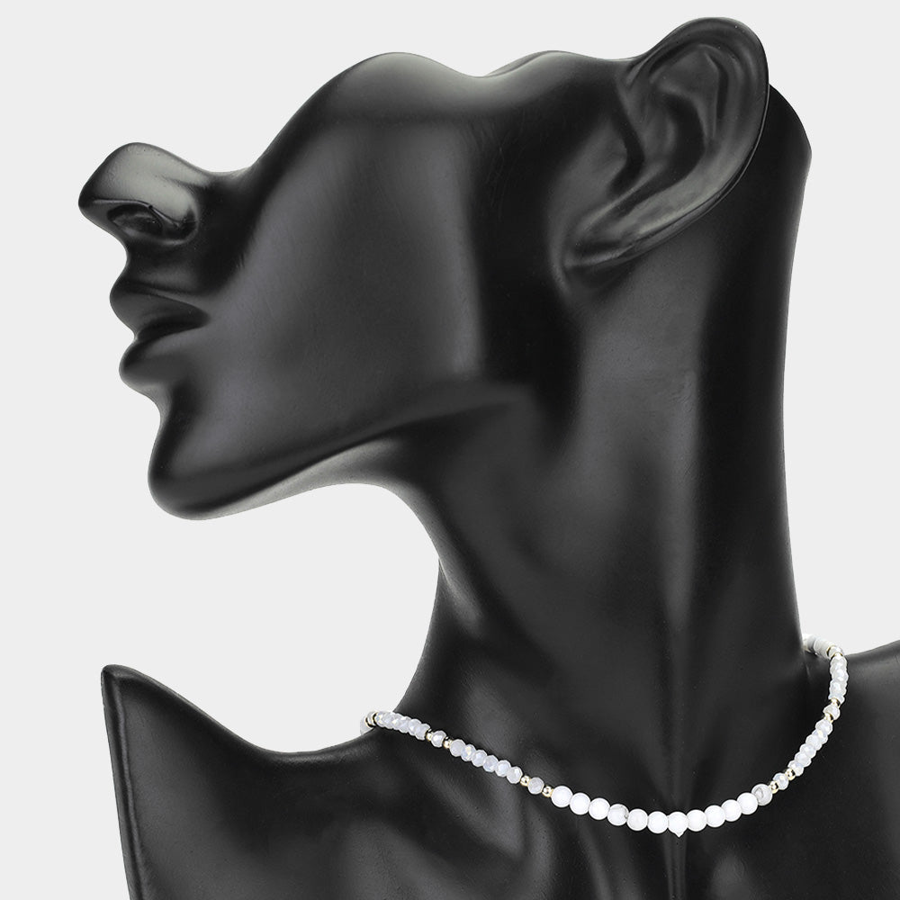 Natural Faceted Stone Choker Necklace