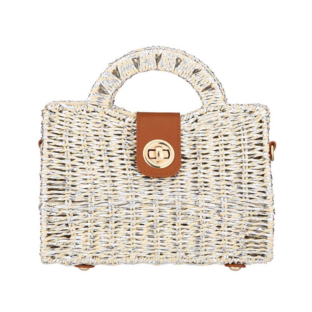 Structured Handle Woven Mini Crossbody Bag