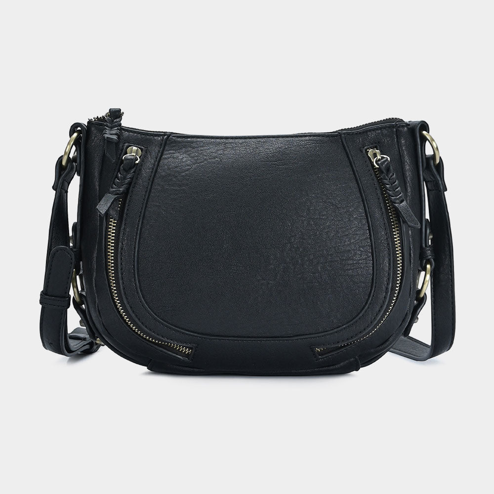 Faux Leather Compact Crossbody Bag