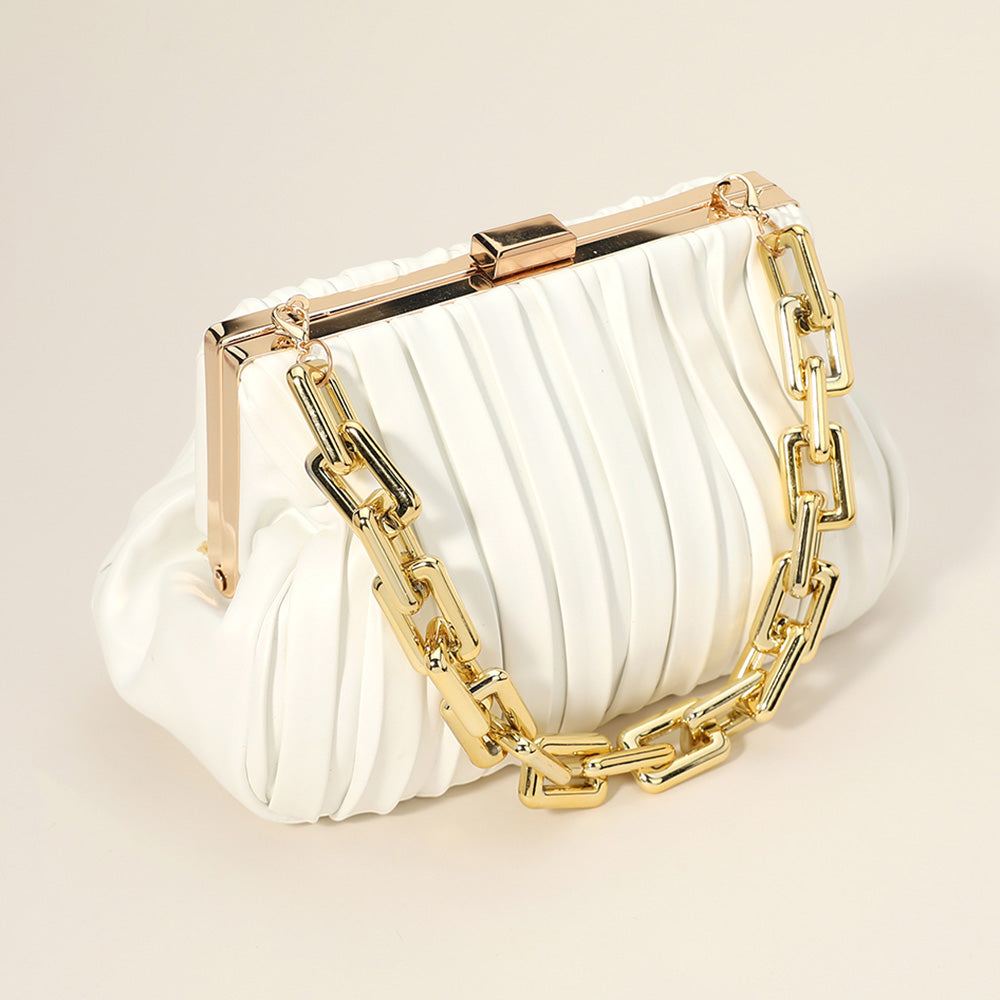 Faux Leather Chunky Chain Clutch / Crossbody Bag