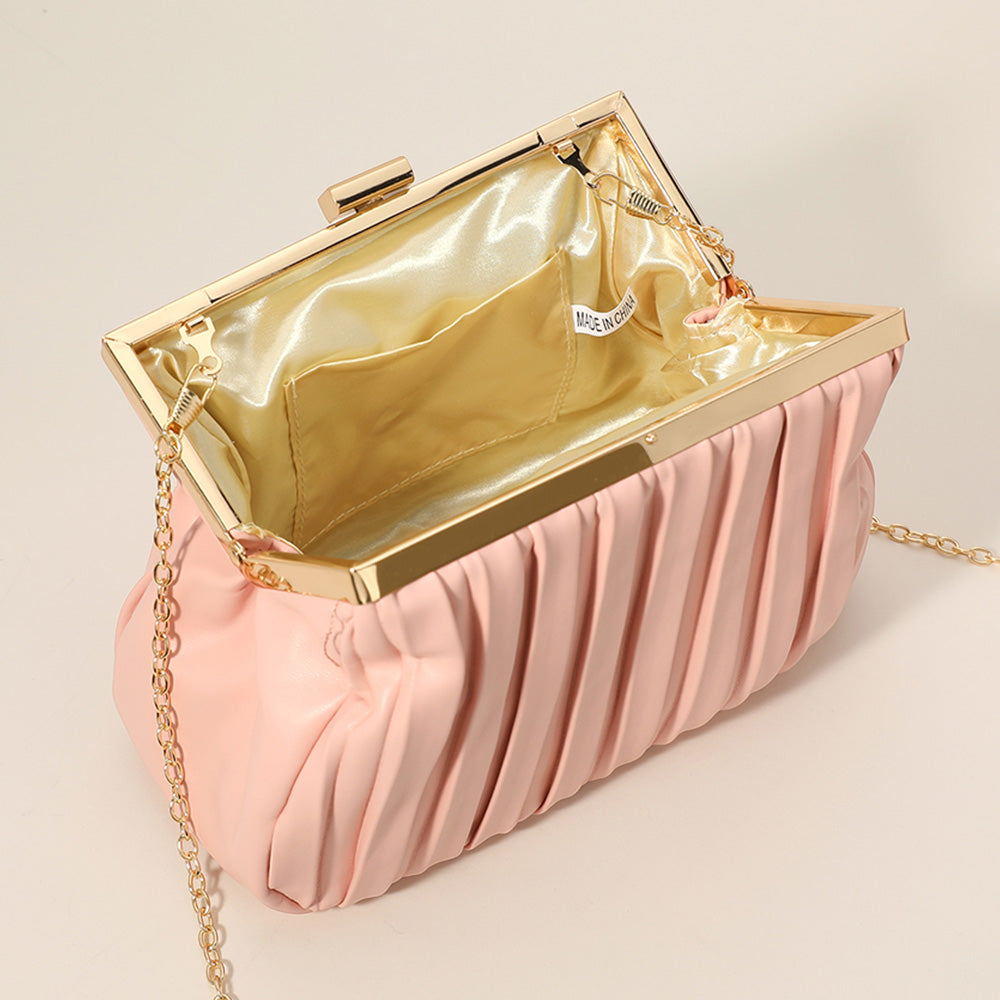 Faux Leather Chunky Chain Clutch / Crossbody Bag