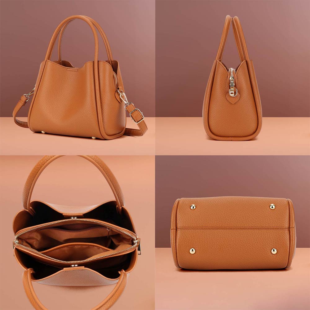 Faux Leather Structured Crossbody Handbag