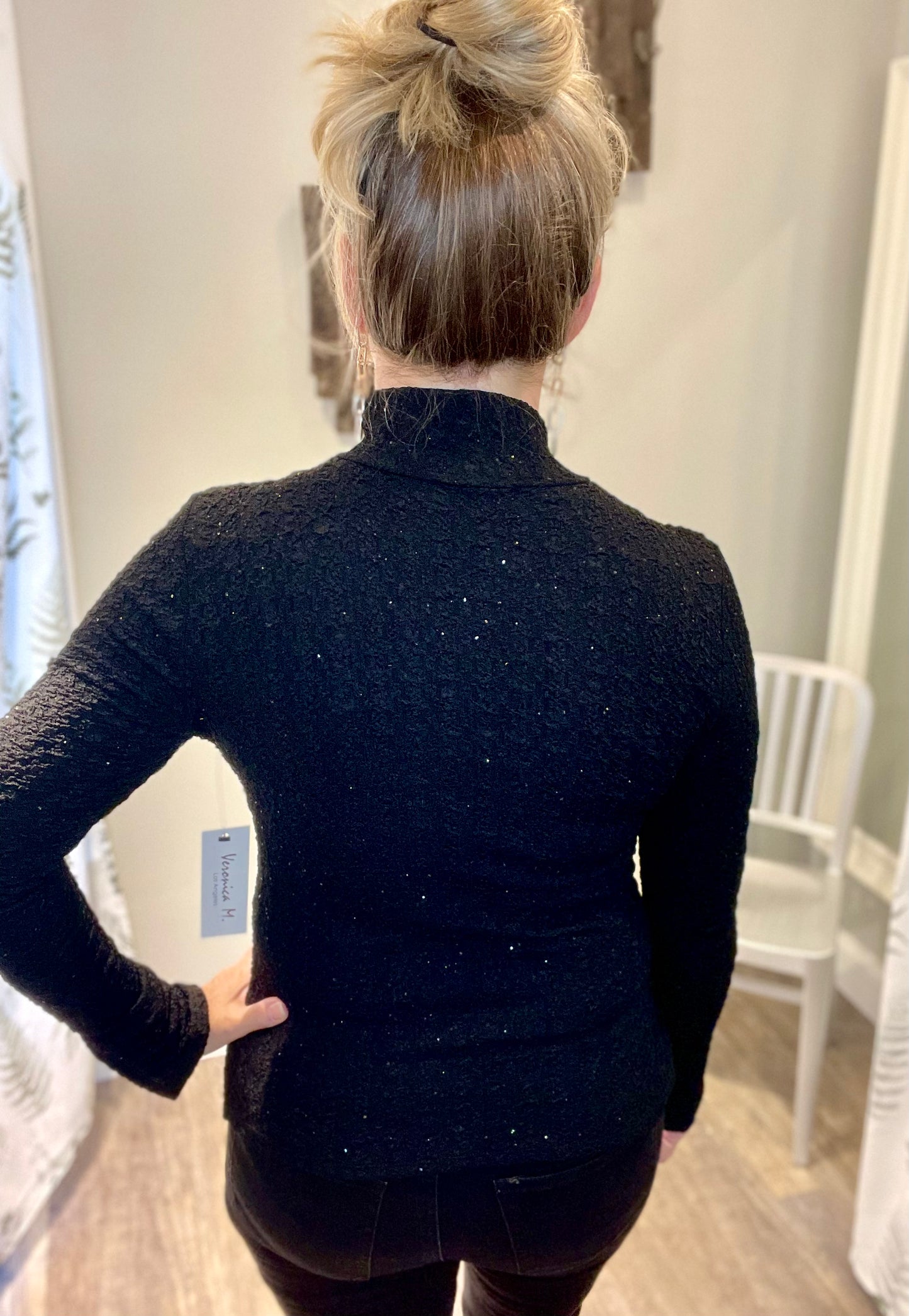 Veronica M Fancy Fatima Mock Neck Top