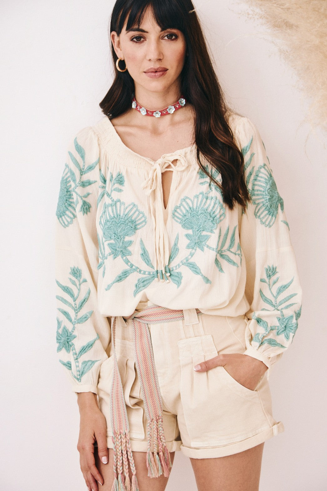 Nud Embroidered Long Sleeve Top