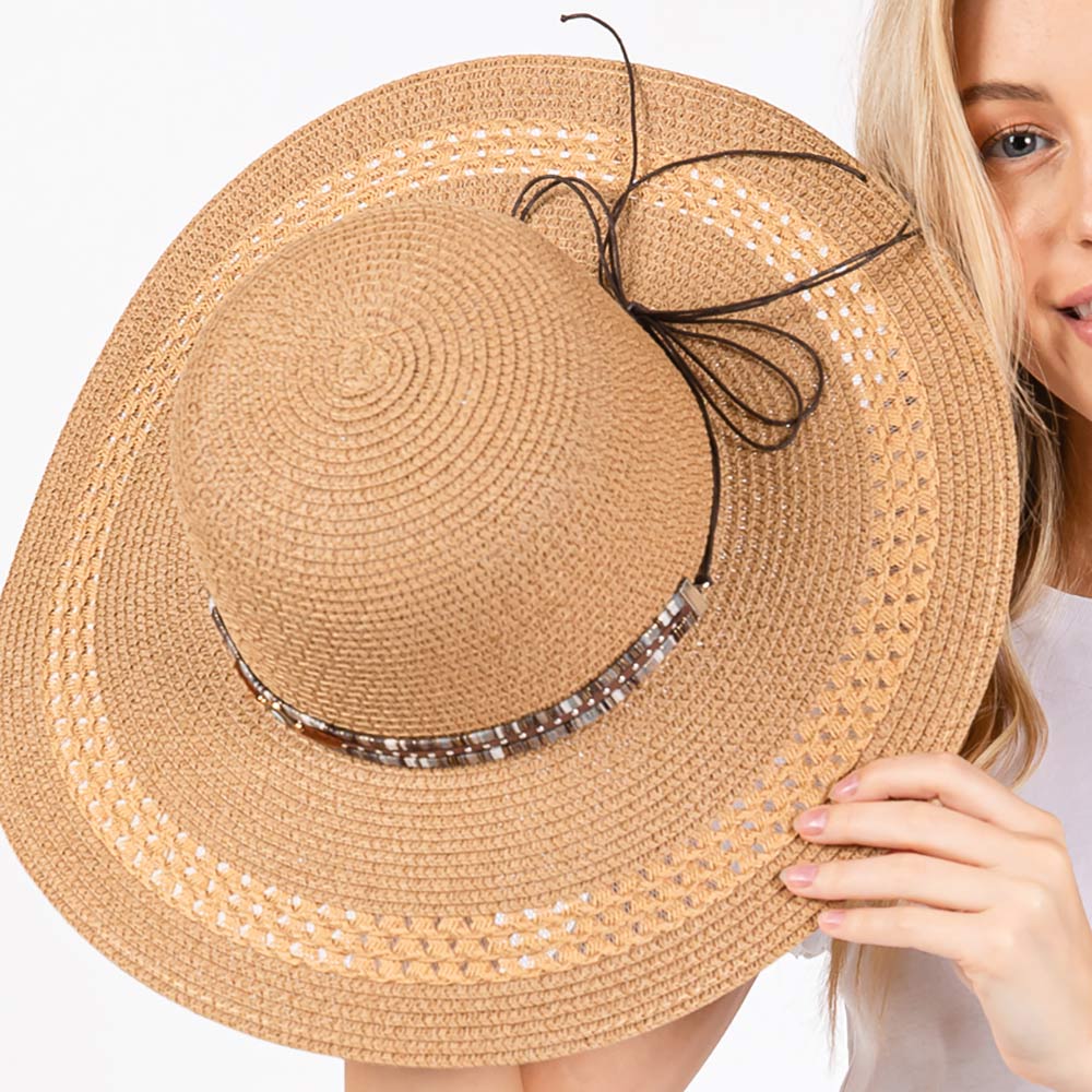 Wide Brim Sun Hat with Evil Eye