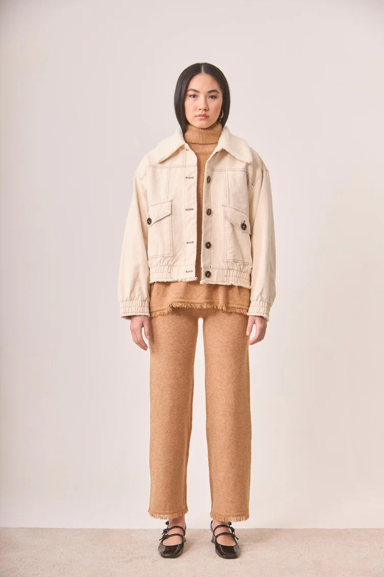 Nekane Denim Jacket with Sheepskin Collar