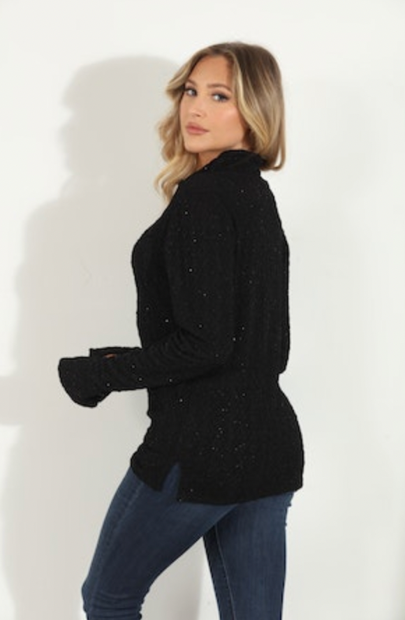 Veronica M Fancy Fatima Mock Neck Top