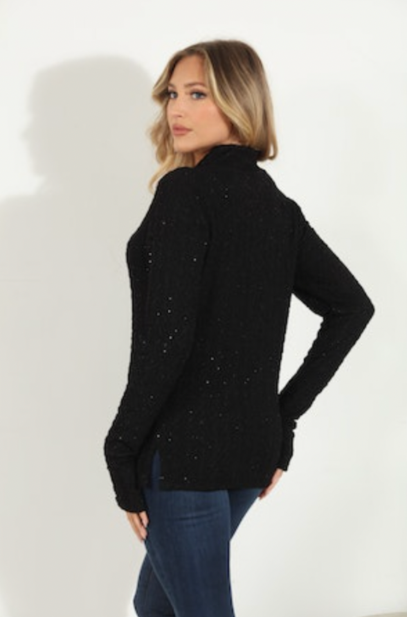 Veronica M Fancy Fatima Mock Neck Top