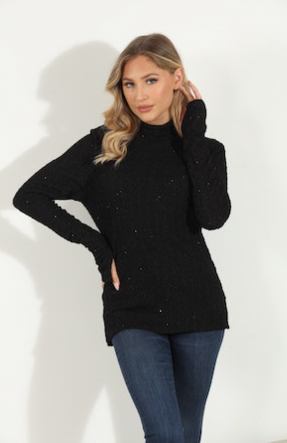 Veronica M Fancy Fatima Mock Neck Top