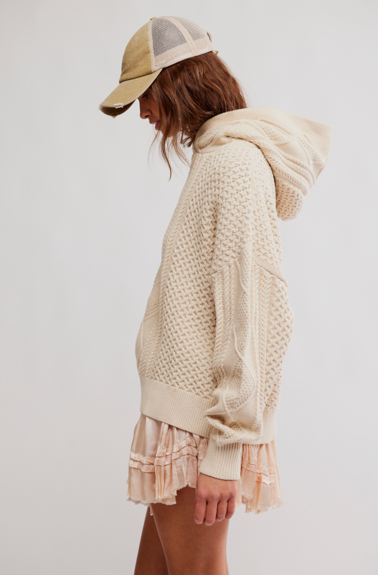 Free People Explorer Cable Hoodie Sweater