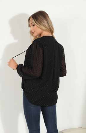 Veronica M Chiffon Mya Dot Surplice Top - SMALL