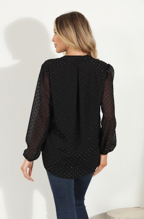 Veronica M Chiffon Mya Dot Surplice Top - SMALL