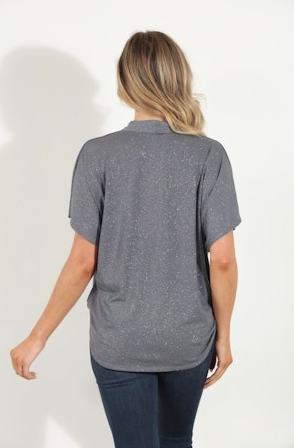 Veronica M Luxe Silver Glitter Surplice Top