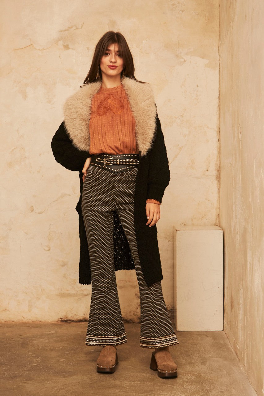 Nekane NKN Faux Fur Knit Cardigan