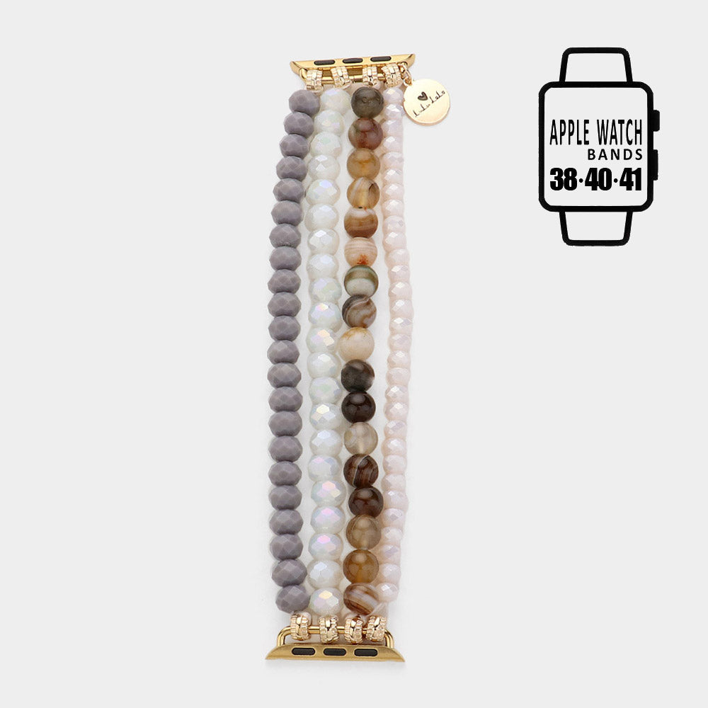 Crystal and Agate Beaded Apple Watch Band