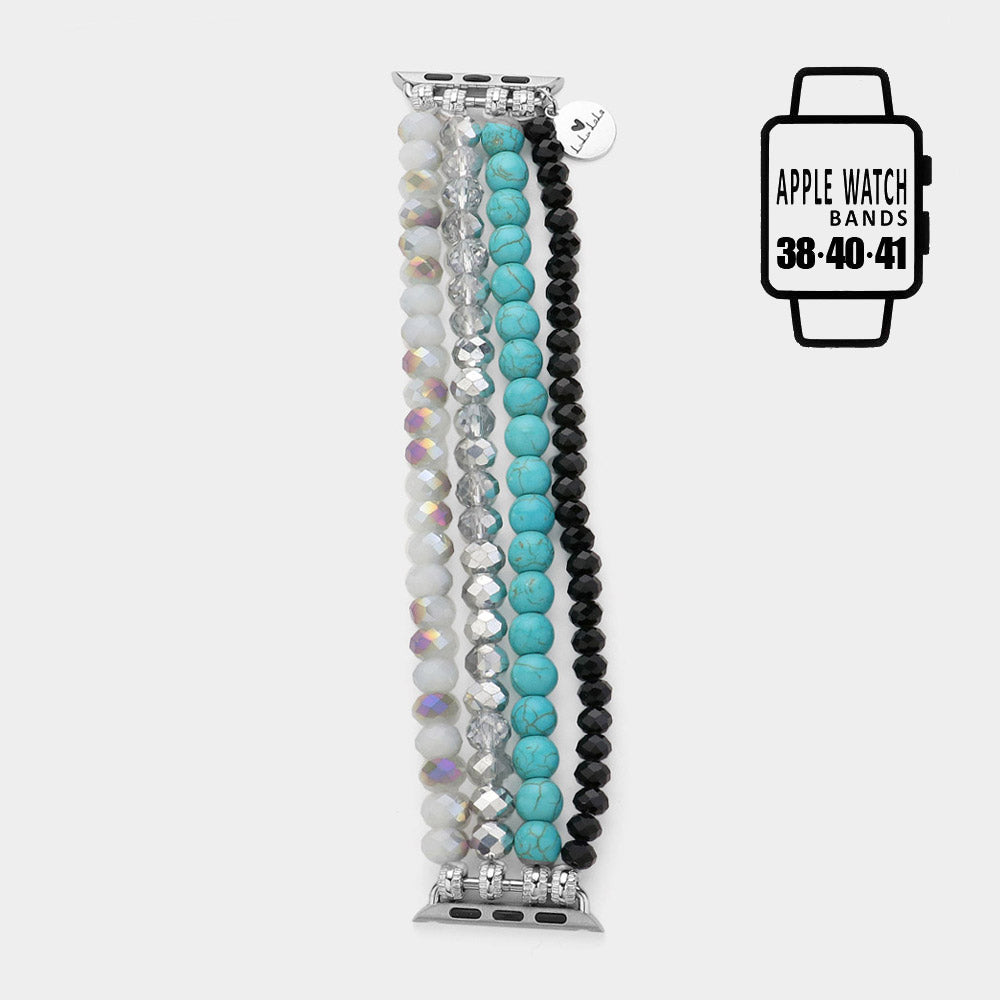 Crystal and Turquoise Beaded Apple Watch Band