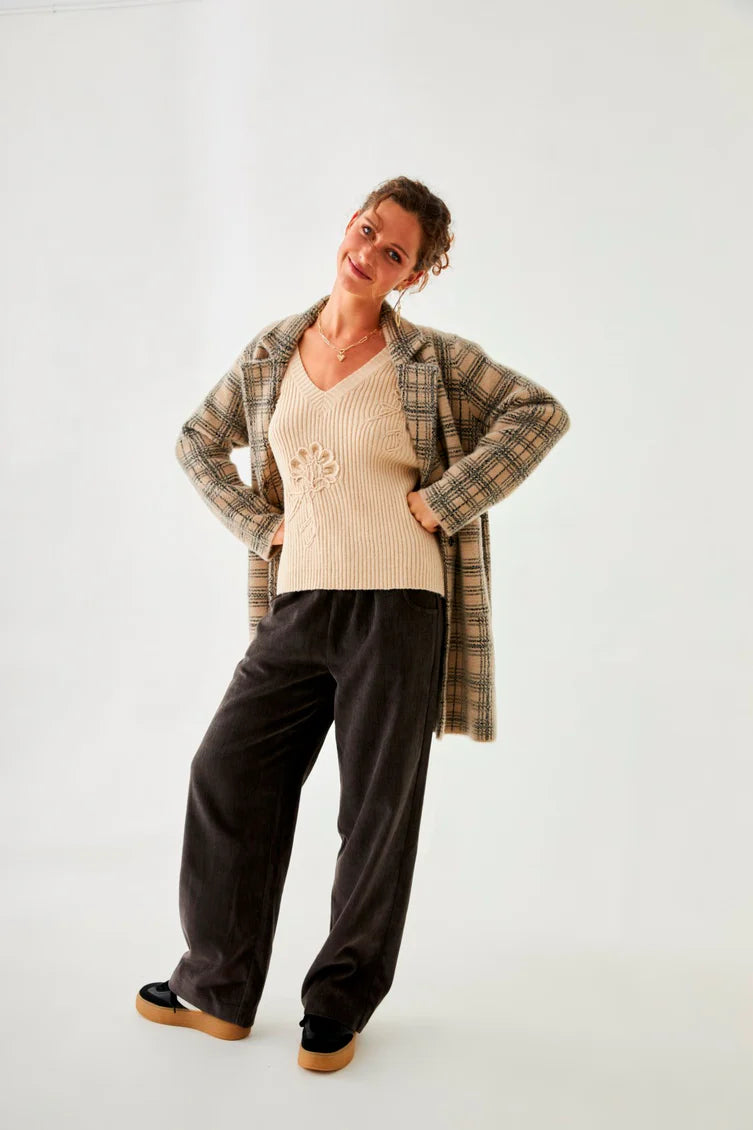 Nekane Plaid Checked Collared Jacket