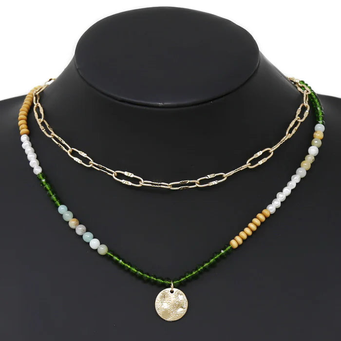 Amazonite Layered Disc Necklace