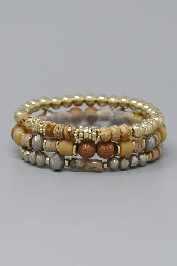 Natural Stone Beaded Stretch Bracelet Set