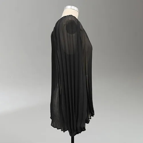 Paparazzi Black Pleated Peasant Top