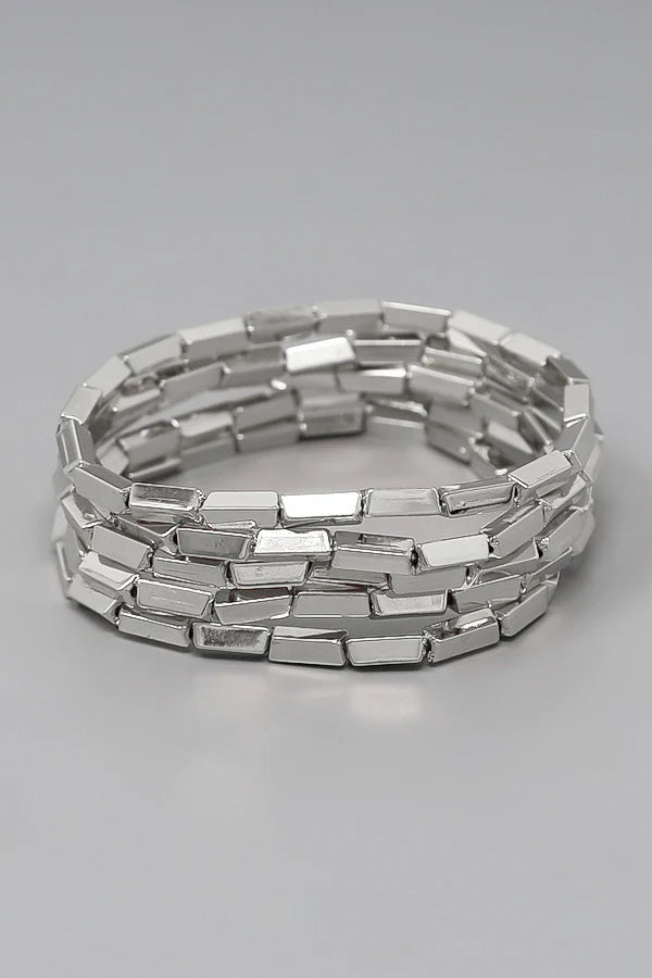 Set of 5 Stretch Metallic Bracelets