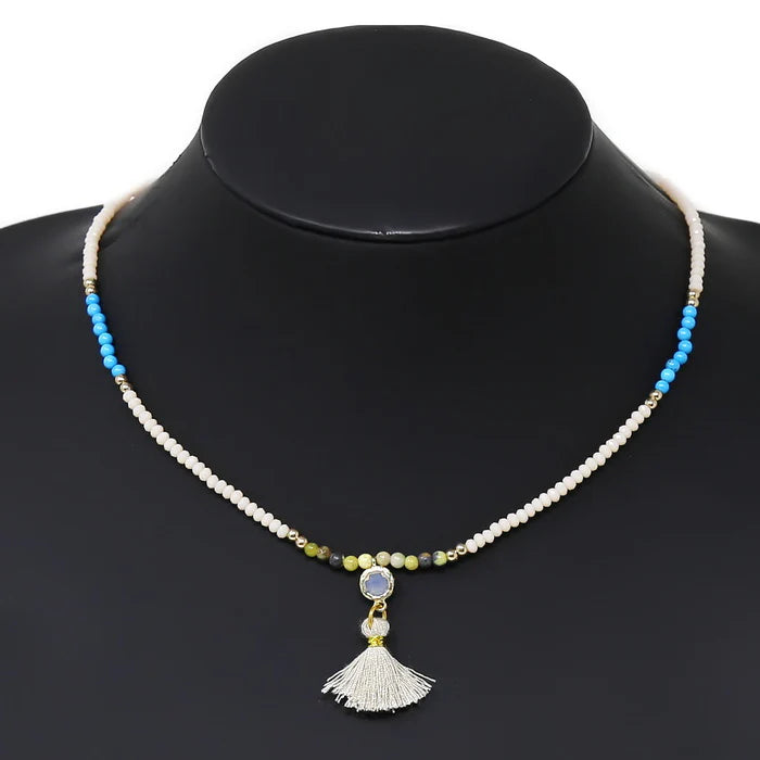 Tassel Pendant Beaded Short Necklace