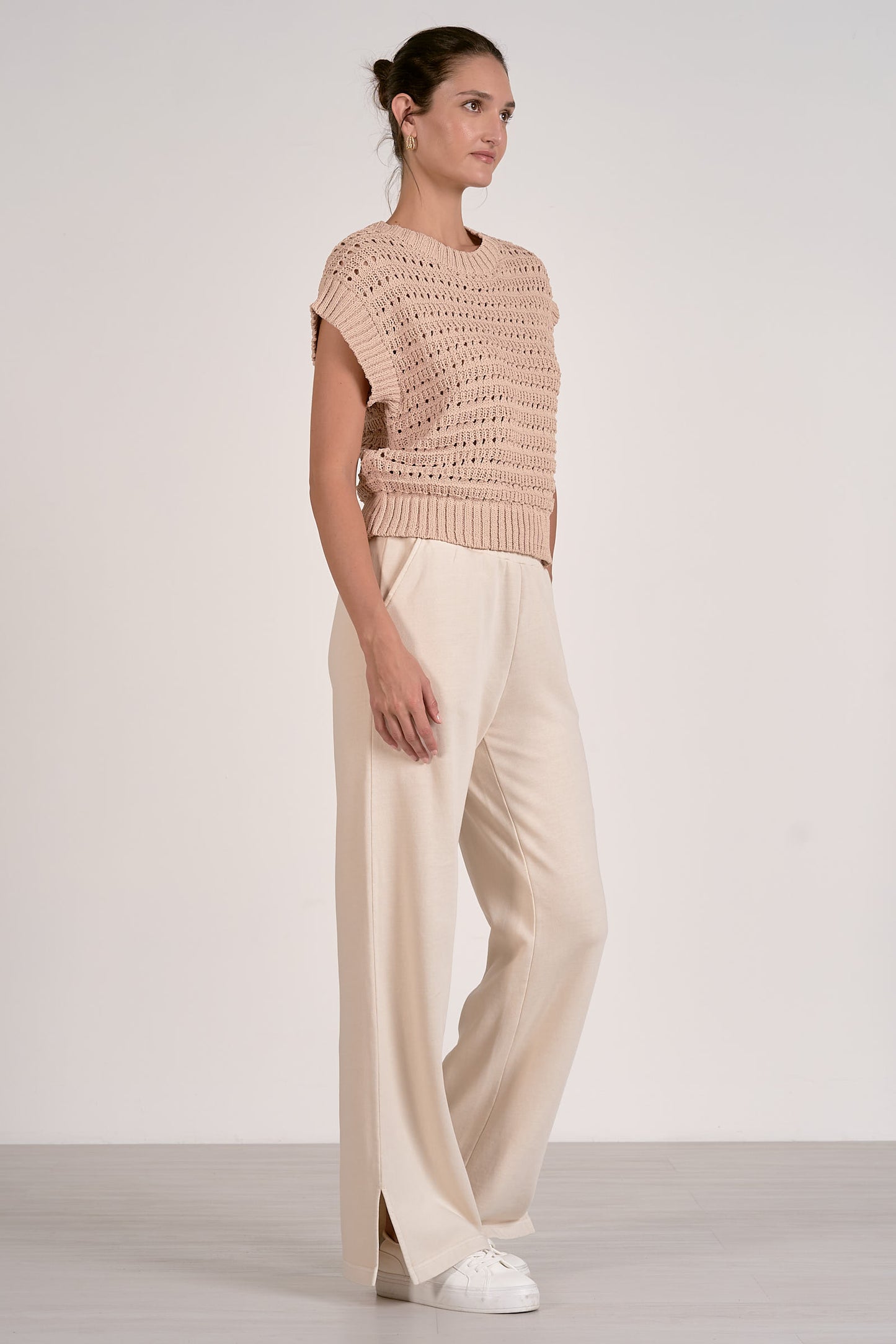 Elan Open Knit Sand Sweater
