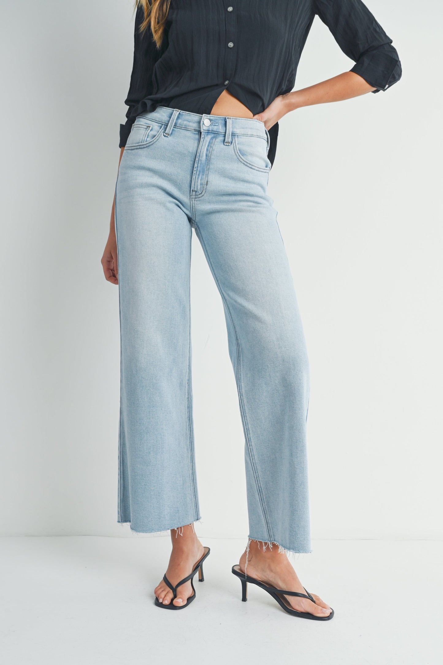 Just Black Wide Leg Light Wash Jeans