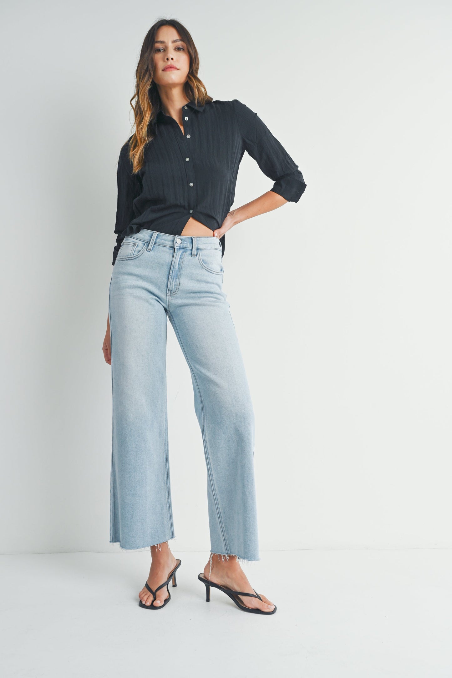 Just Black Wide Leg Light Wash Jeans