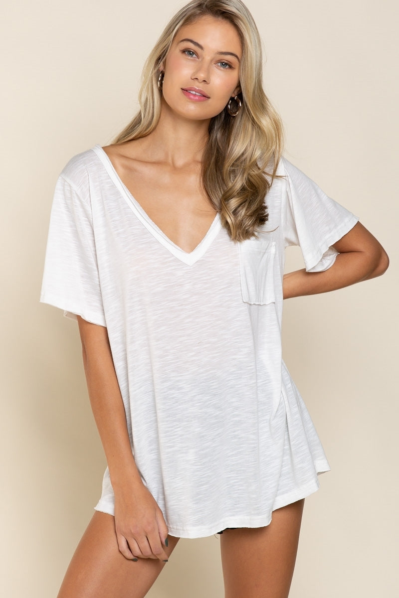POL Favorite Slub V Neck Tee