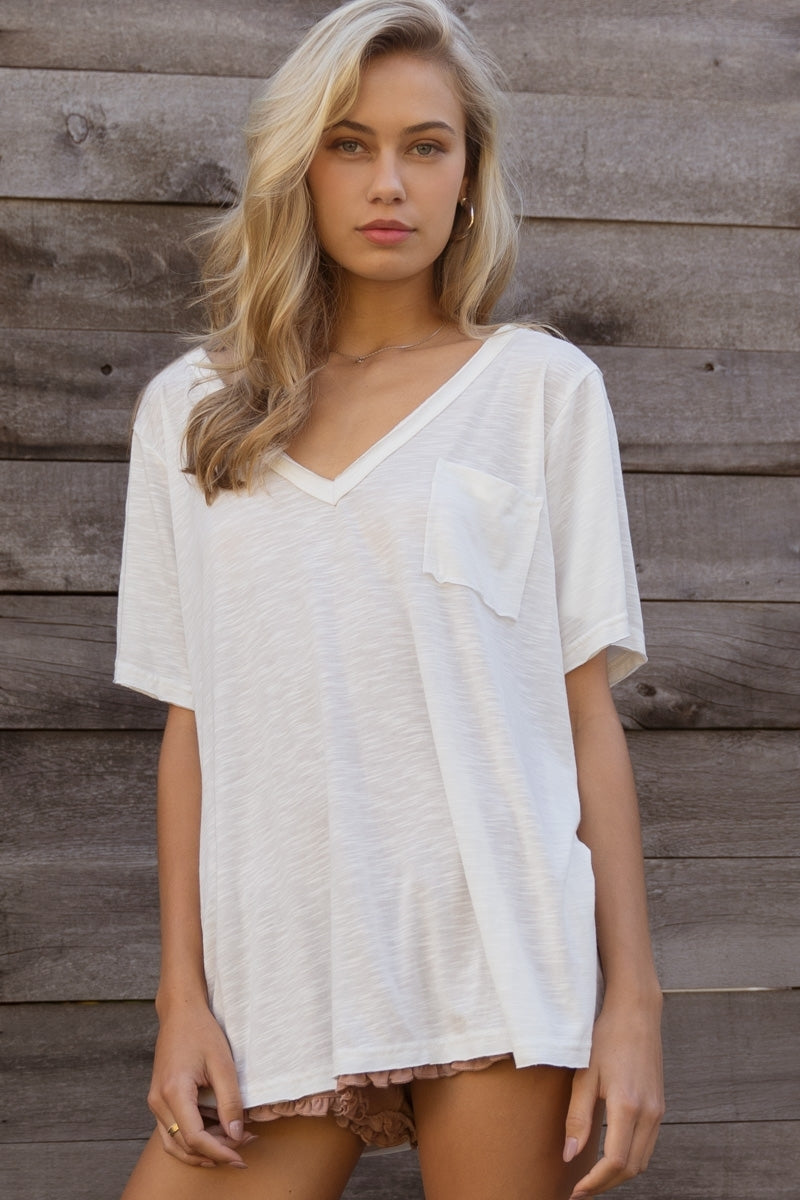POL Favorite Slub V Neck Tee
