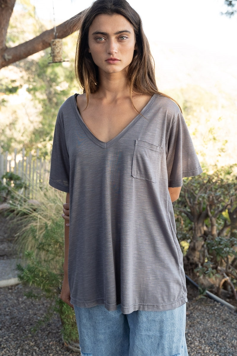 POL Favorite Slub V Neck Tee
